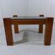 Brutalist coffee side table in oak & natural stone 1970's