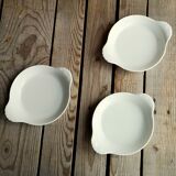 3 Small Round Dishes in White Porcelain Pillivuyt