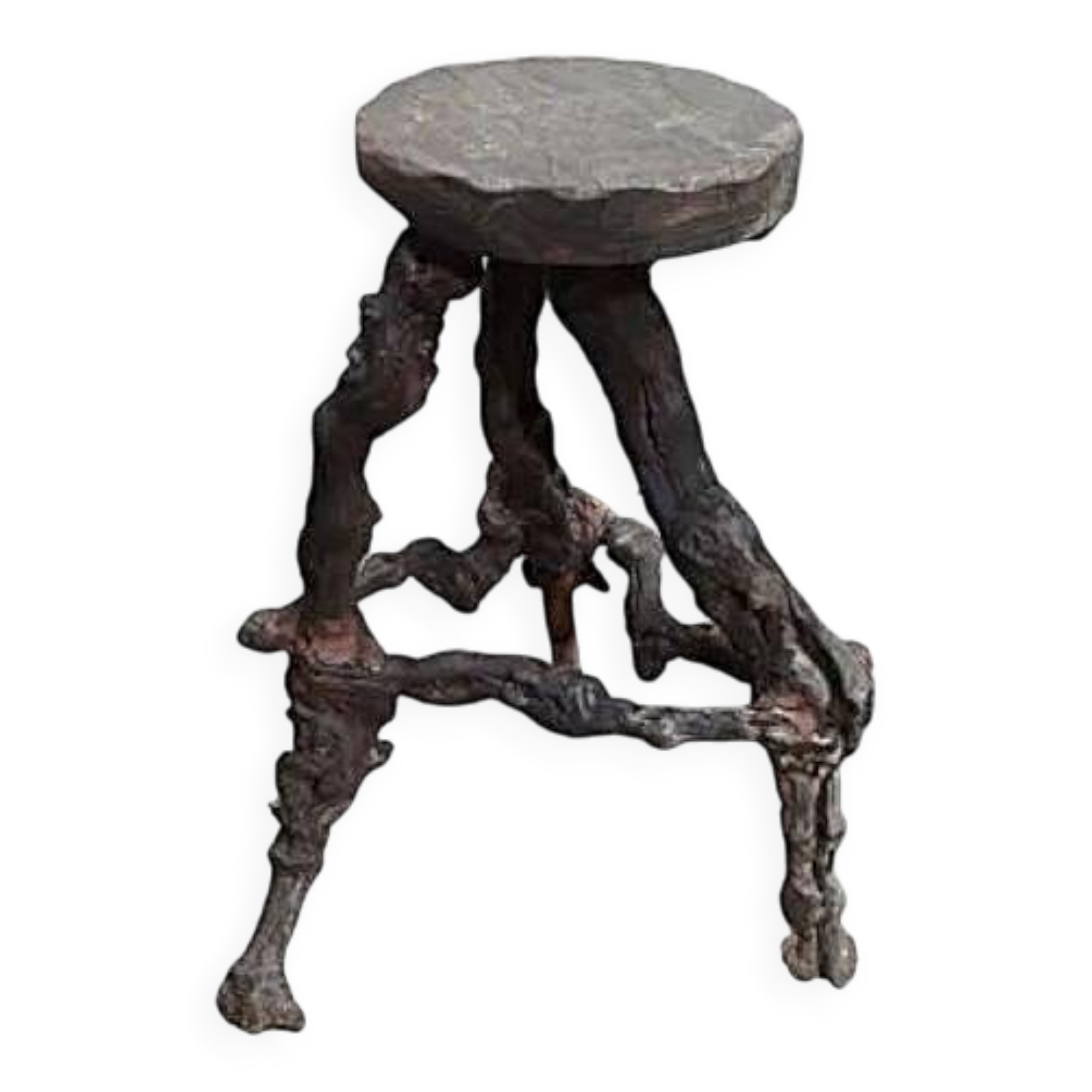 Brutalist bar stool made of vine wood