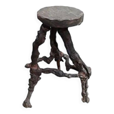 Brutalist bar stool made of vine wood