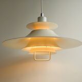 Large white mid-century modern pendant lamp - Frandsen Denmark - 1970s