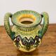 Sublime vase signed Paul Fouillen with yellow and green handles 1940