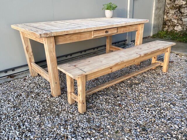 Sanded wood farm bench