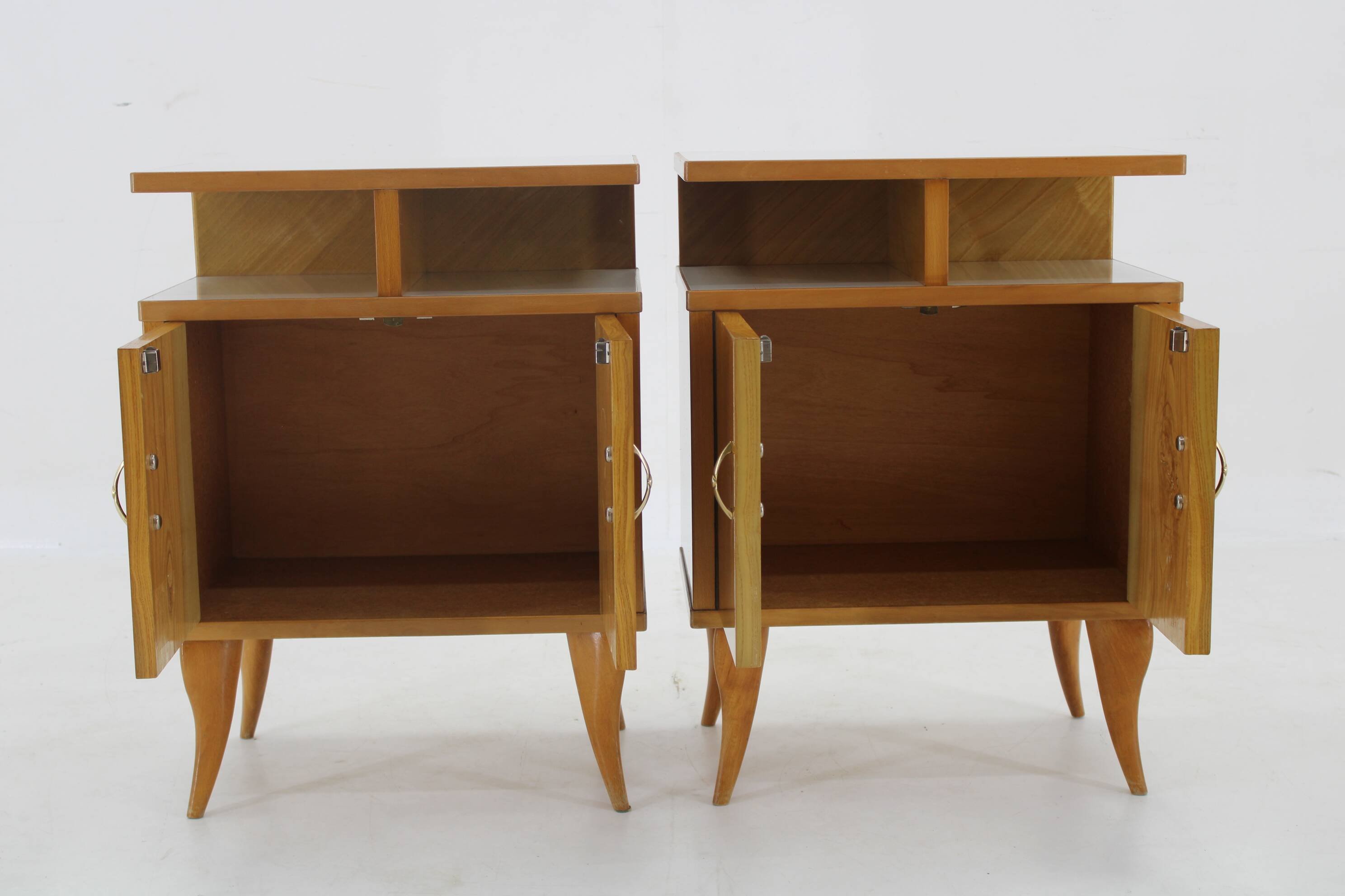 1960s Pair of Nightstands in Ash Finish , Italy