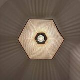 Suspension vintage en bois et cannage