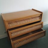 Vintage commodity wood and rotin 1950s