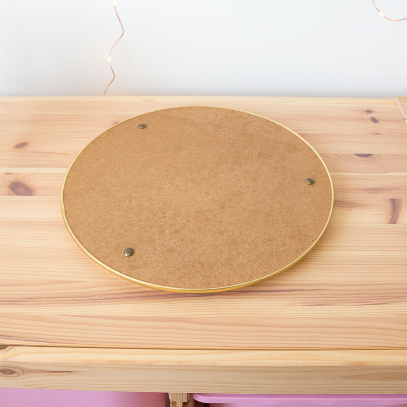 Gold art deco mirror tray 30 cm diameter