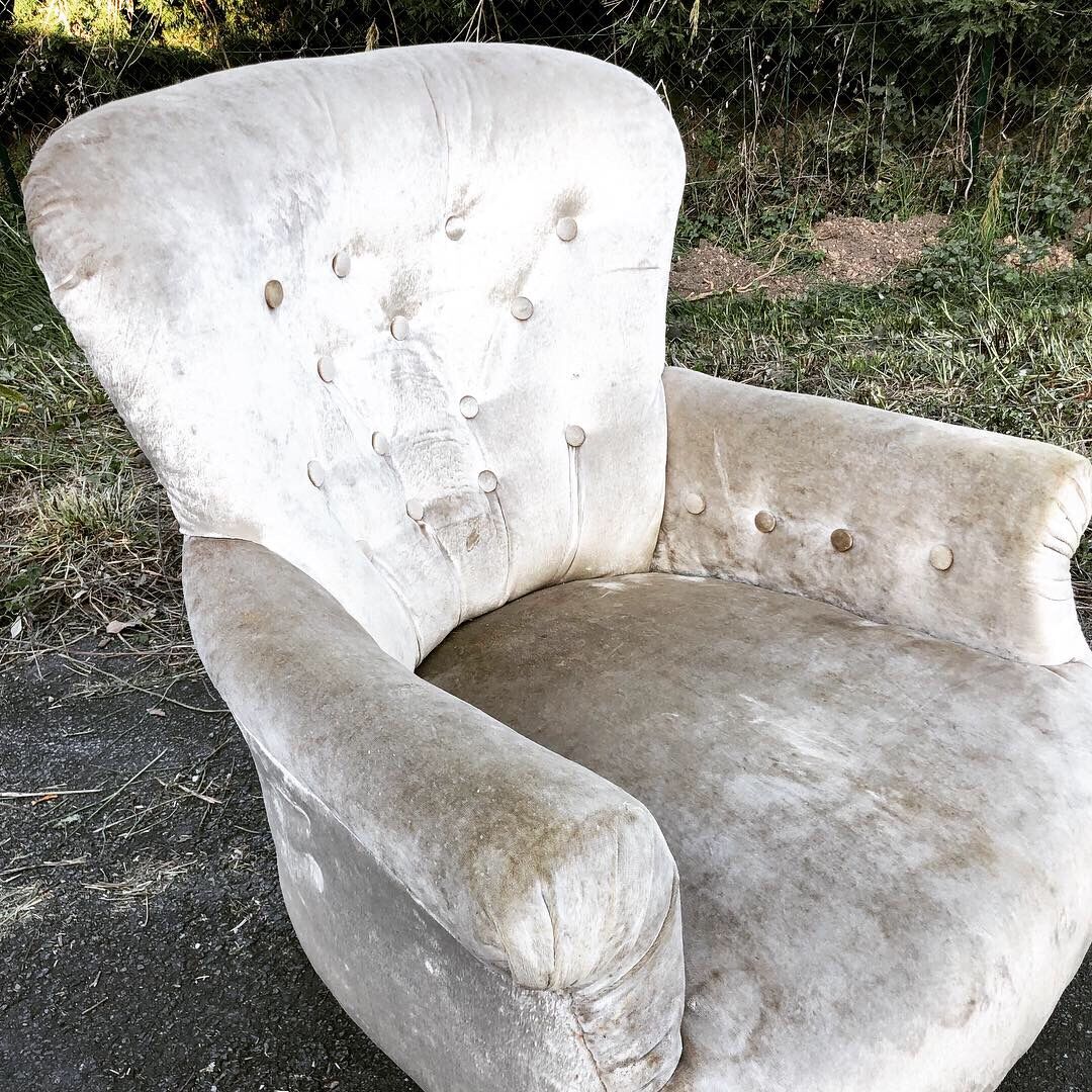 Napoleon III blackened wood toad armchair