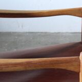 Pair of vintage Per-Olof Scotte "Premier 69" oak armchairs in cognac leather