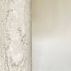 Travertine lamp with round linen shade