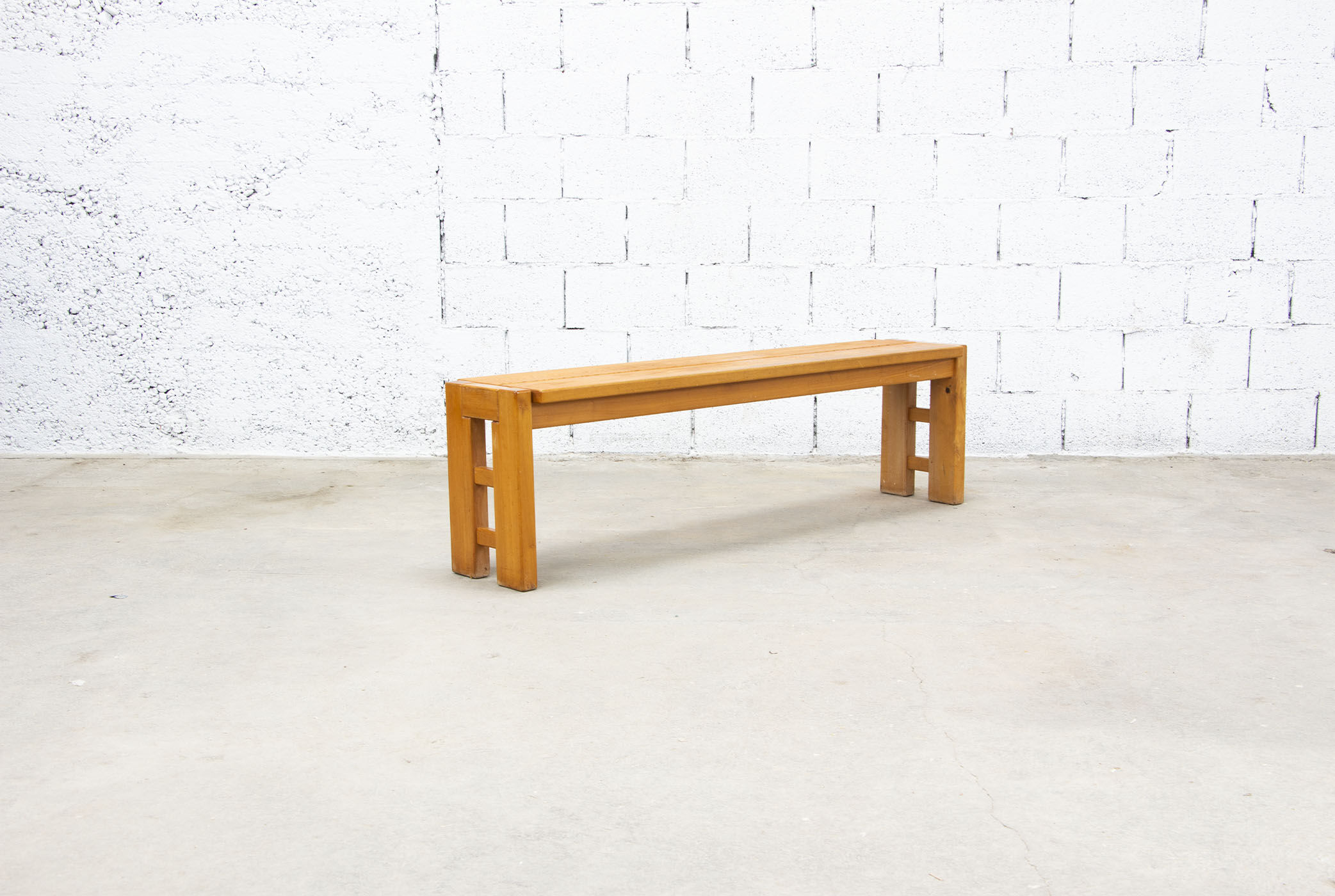 Vintage solid elm bench for Maison Regain