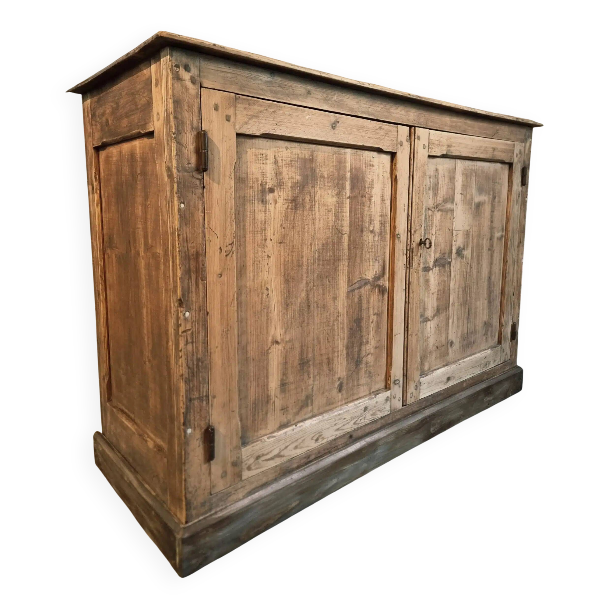 Antique French work cabinet in pine with two doors – rustic country style