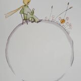 Antoine de Saint-Exupéry: The Little Prince watches the sunset, lithograph.