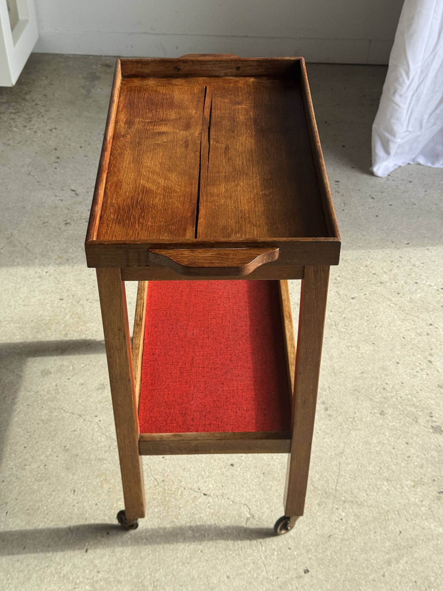 Wooden rolling trolley with removable top H66 75x35
