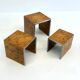 Set of three Tommaso Barbi mid-century modern burl wood nesting tables