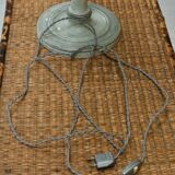 Wood lamp turned patinated gray green