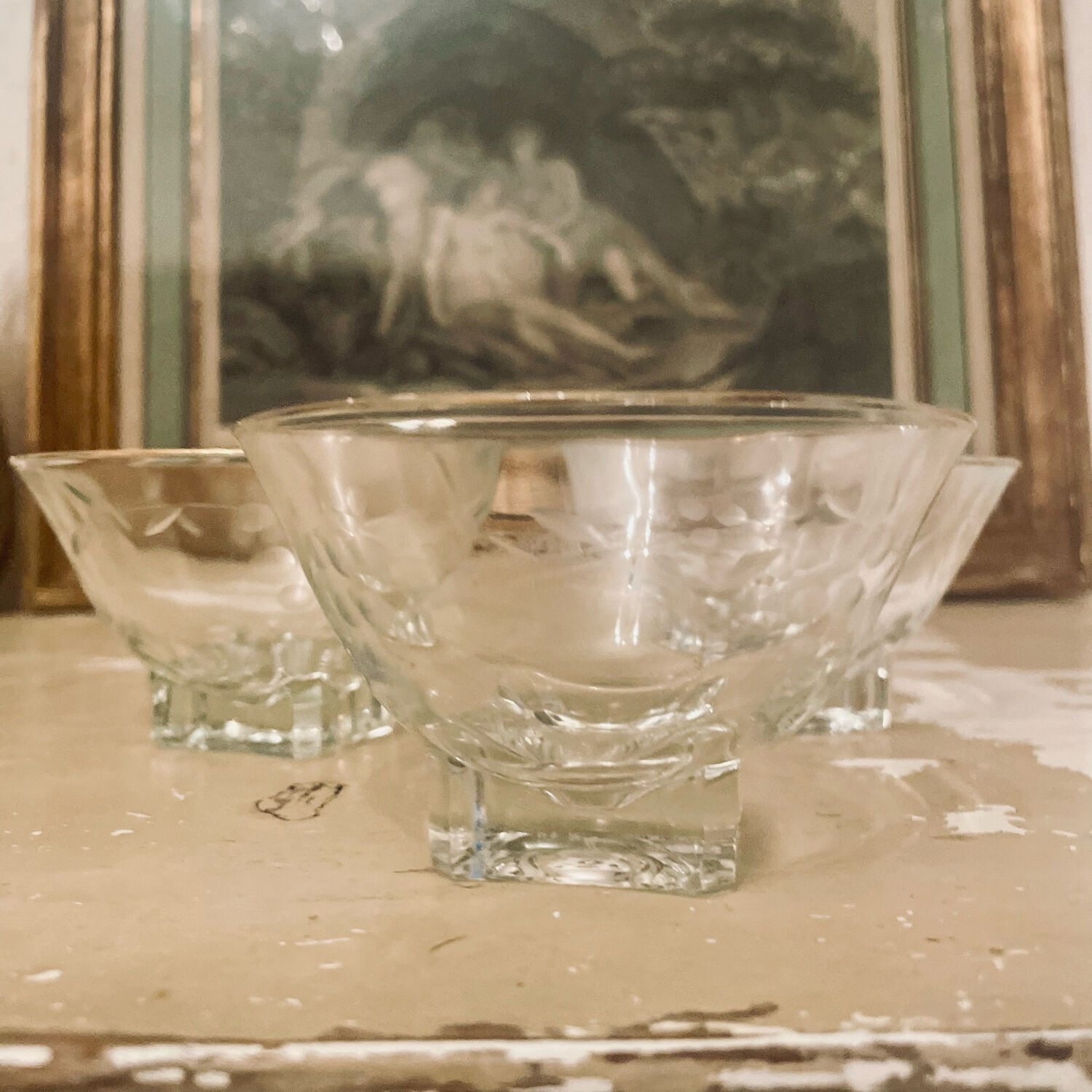 Set of 3 old champagne or cocktail glasses