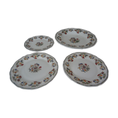 Dish and 3 plates gien decoration moustiers clérys floral decoration