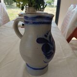 Grey and Cobalt Blue Stoneware Pitcher