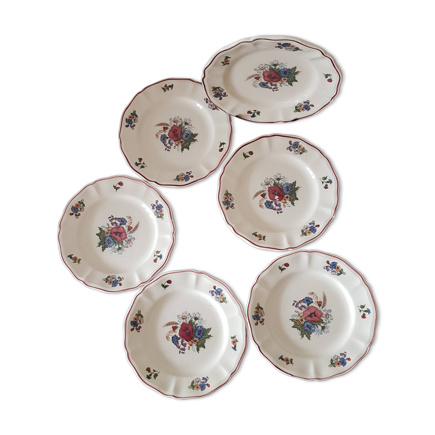 Set of 6 dessert plates, Sarreguemines Agreste