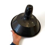 Large industrial lampshade in black enameled sheet metal, vintage 1950 N1