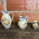 Paire de pichets + vase charolles faïence peinte vintage