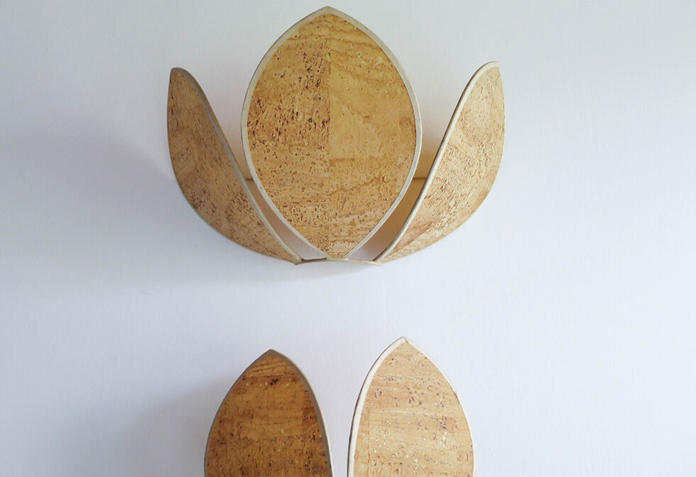 Wall light cork lotus flower