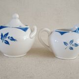 6 Digoin cups and saucers, sugar bowl and milk jug