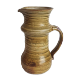 Enamelled sandstone pitcher signed