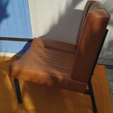 Pair of lounge armchairs, 70s leather