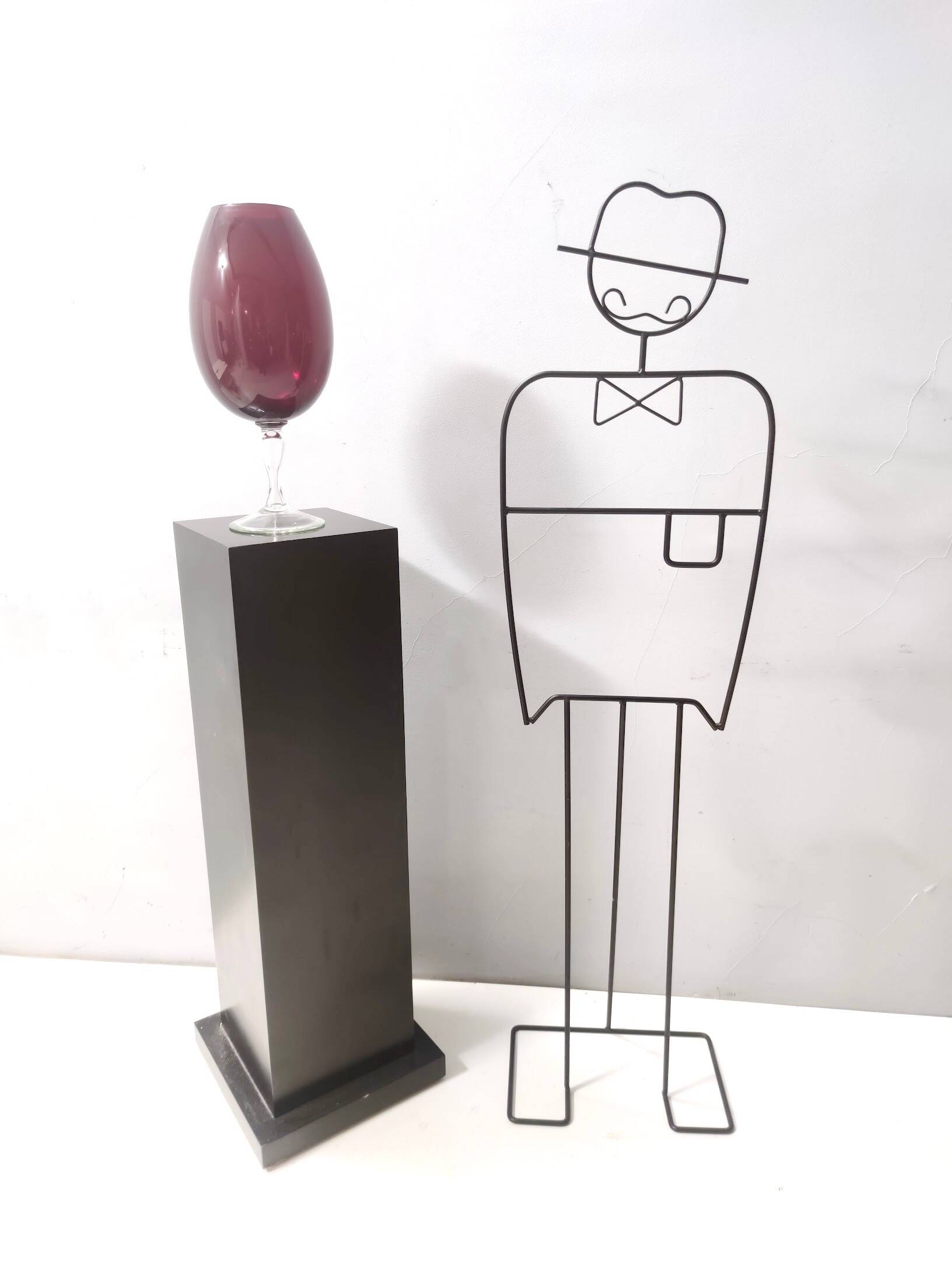 Vintage Crimson Hand-Blown Glass Vase, Empoli, Italy