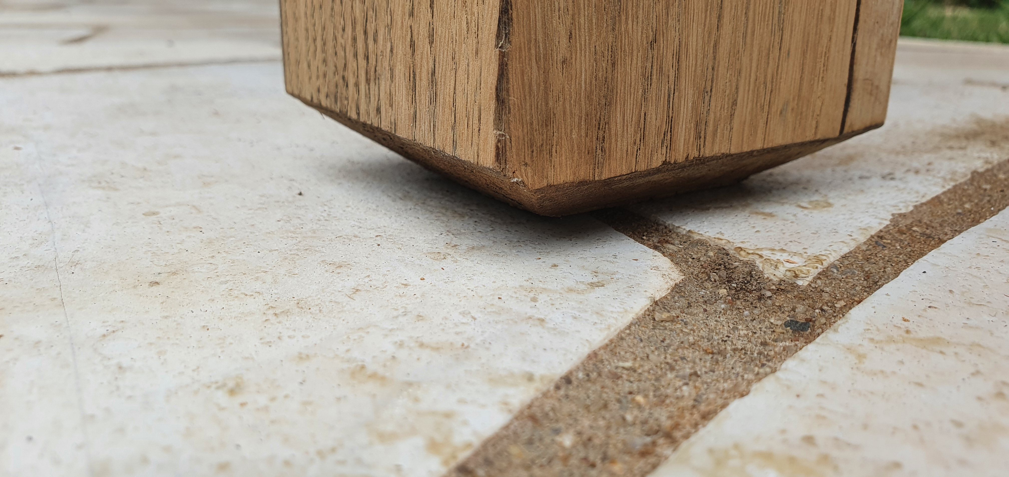 Loom table in solid oak 240 x 58 cm. 1920.