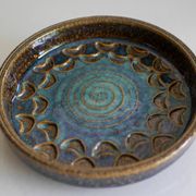 Ceramic plate in modernist art by Michael Andersen, Denmark, 1960s.