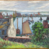 The port of Camaret, oil on canvas signed Henry Gaulet