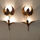 Paire d'appliques fleurs en laiton