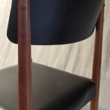 Chaise style scandinave en bois et similicuir - années 60/70