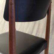 Scandinavian style chair in wood and faux leather - 1960s/70s