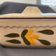 Butter dish with ceramic lid decoration flowers