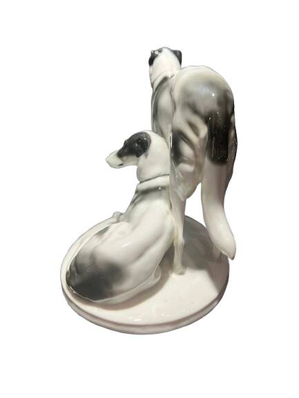 Sculpture representing two ceramic dogs