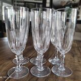 Set of 6 vintage champagne flutes in chiseled crystal