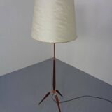 Tripod Teak & Copper Floor Lamp from Fog & Mørup, 1960s