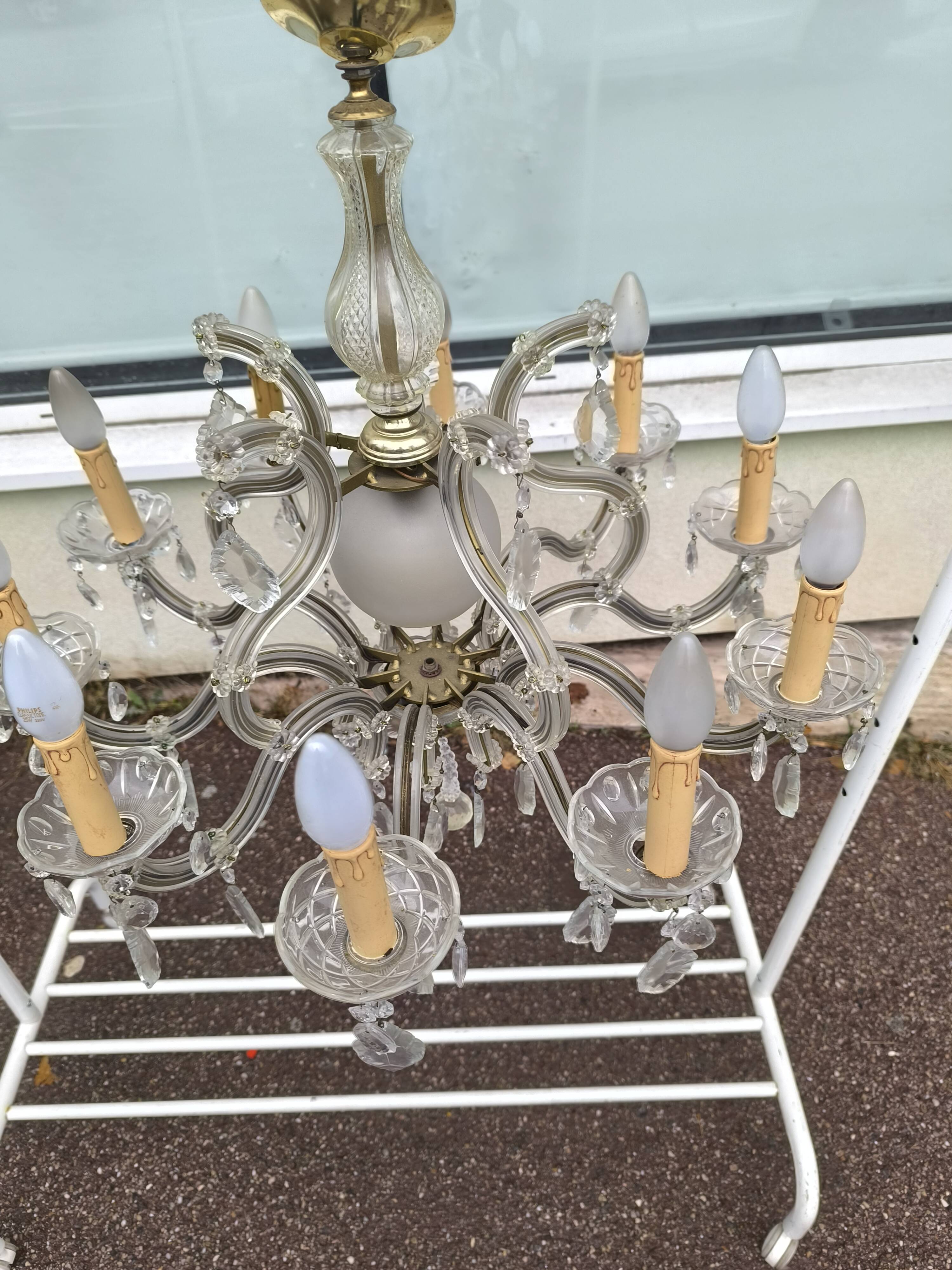 10-branch glass tassel chandelier