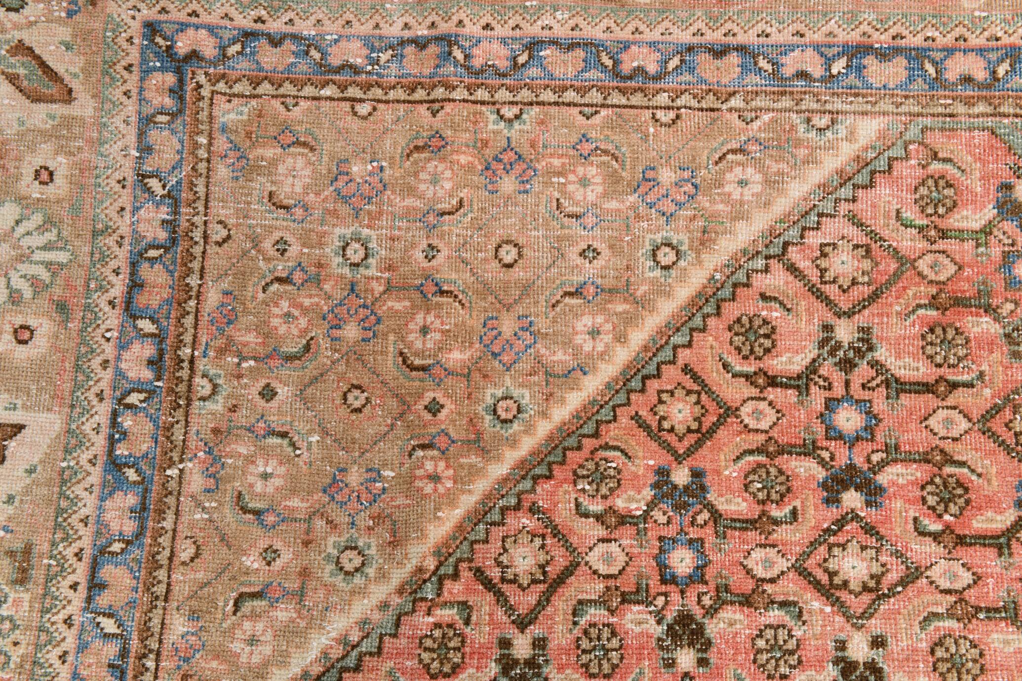 10x13 Salmon Pink Oriental Antique Persian Rug, 296x387Cm
