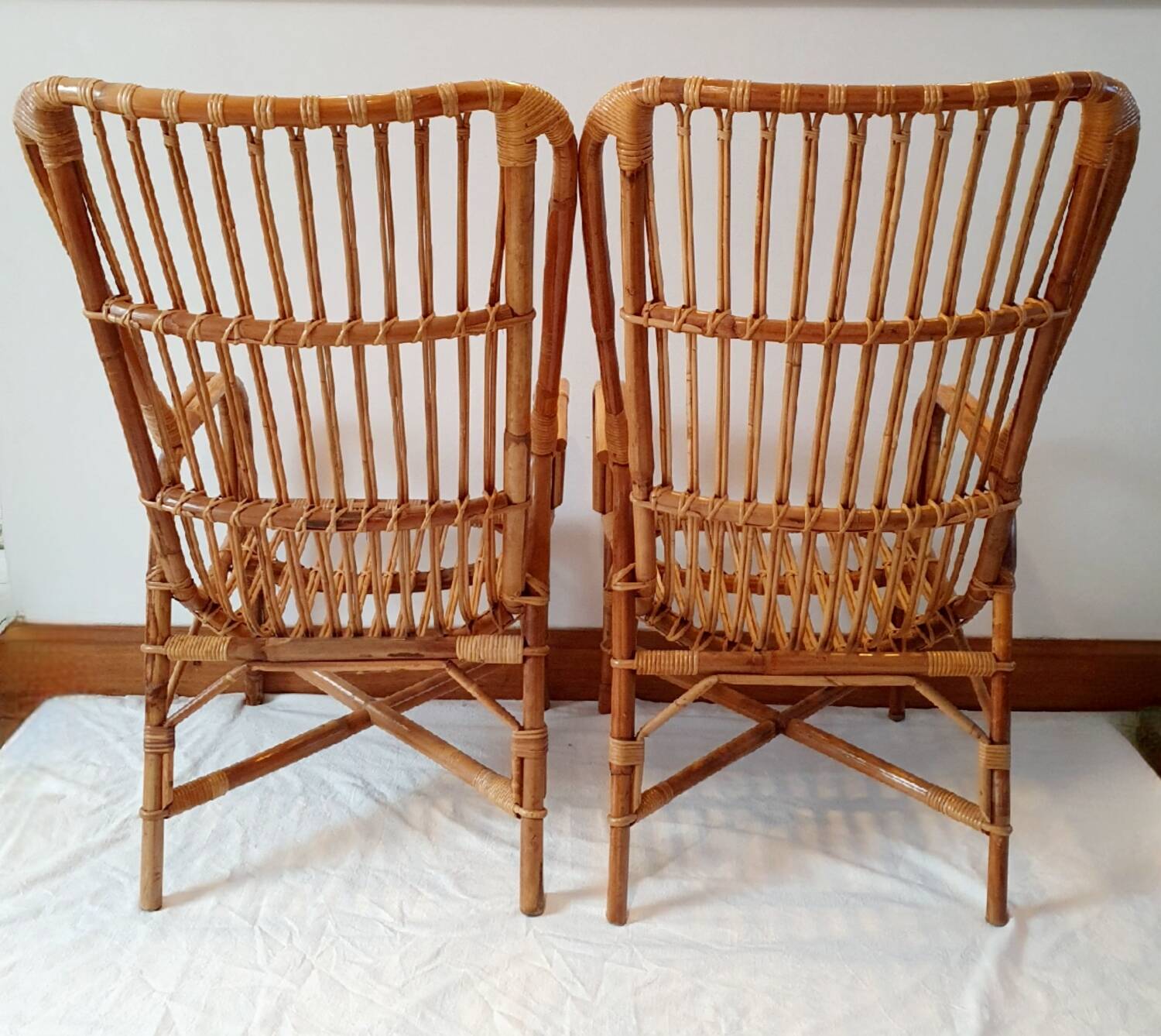 Pair of rattan armchairs