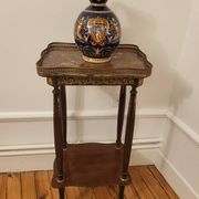 Mahogany side table with marble and bronze in Louis XV style.