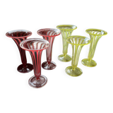 6 mouth-blown twisted glasses from 1925, Germany