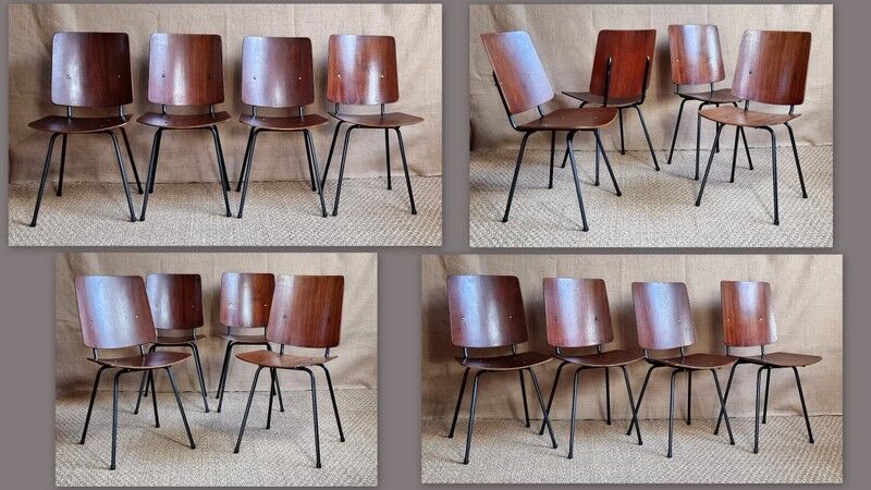 Set 4 chaises tonneau baumann bristol années 60/70