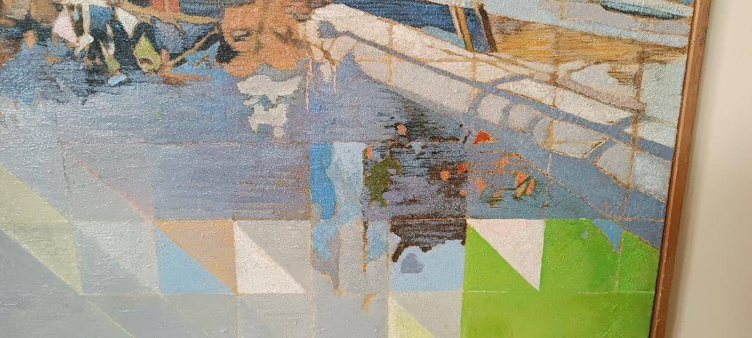 Abstract painting by Maurizio Bini (1940), signed and dated 1972