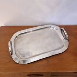 Lino Sabattini, large rectangular tray in silver metal from the 70s