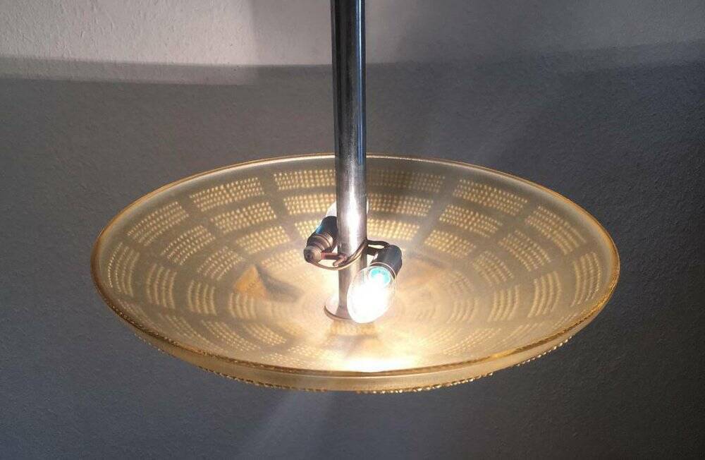 Art Deco metal and glass ceiling lamp